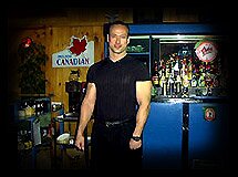 Our bartender, Luc, at the bar.